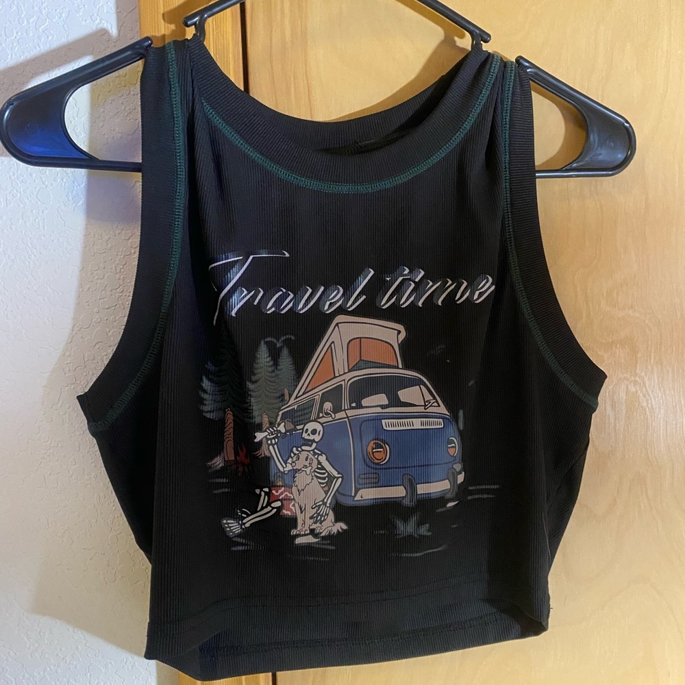 Black graphic tank top